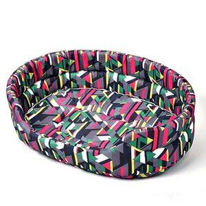 Geo Patterned Foam Pet Bed Cats Dogs Lightweight Pink Green Neon High Sides